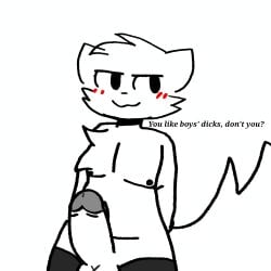 absurd_res anthro balls big_penis boy_kisser_(meme) domestic_cat felid feline felis femboy genitals hi_res jespespi male mammal meme operario_juniors penis