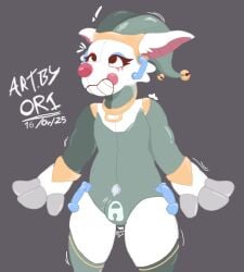 animate_inanimate anthro bat bulge clothing clown digital_media_(artwork) hi_res inflatable latex latex_clothing latex_skinsuit living_inflatable lock_bulge male mammal ori_(artist) pool_toy simple_background skinsuit solo tight_clothing