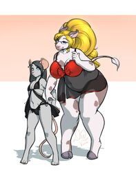 1boy 1girls 2015 anthro anthro_on_anthro big_breasts black_hair blonde_hair blue_eyes bovine breasts brown_skin bulge cattle clothing duo erect_nipples eyewear female female_anthro femboy femboy_on_female flat_chested georgina_tripplehorn girly glasses grey_skin hair hooves horn kittydee lingerie male/female male_anthro male_anthro/female_anthro mammal mouse nipples overweight panty_pull rodent size_difference smile white_skin