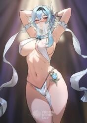 areolae breasts cameltoe cleavage dancer_outfit eula_(genshin_impact) female female_only frozenspiderlily genshin_impact l nipples_visible_through_clothing see-through_clothing sideboob thighs veil