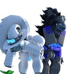 2boys 3d balls bliss_(blissfully_blue) furry knot knotted_penis male male/male male_focus male_only nearlyepoint penis protogen roblox robloxian tagme