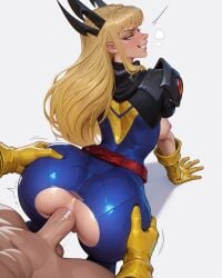 ai_generated bangs big_ass big_breasts blonde_female blonde_hair demon demon_girl emo goth goth_girl magik_(illyana_rasputin) magik_(marvel_rivals) magik_(retro_x-uniform) marvel marvel_rivals mutant mutant_(marvel) penguih russian russian_girl