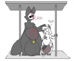 animal_genitalia animal_penis anthro balls belly belly_markings big_balls bigbovine bodily_fluids bovid bovine cattle dark_latex dripping duo equine_genitalia equine_penis genital_fluids genitals hooves horn huge_balls hyper hyper_balls hyper_genitalia joya leaking_precum male mammal markings penis penis_tip pent_up precum precum_drip shaun_bentwood_(character) sheath size_difference spots spotted_body swollen_balls thick_thighs
