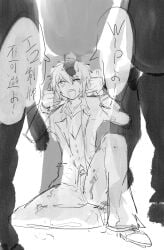 4boys cum_on_clothes cum_on_face ebuhosu everyday_host happey koichi male male_focus male_only open_mouth penis_on_head sion_breydan sweating wink