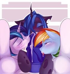 2boys 2girls bisexual bisexual_male cand1tty collaborative_fellatio cum cum_in_mouth cum_on_face female friendship_is_magic horsecock male mmff mmff_foursome my_little_pony oral pony pov pov_male queen_chrysalis_(mlp) rainbow_dash_(mlp) shining_armor_(mlp)