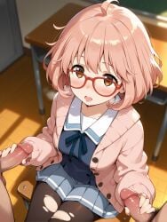 2boys ahoge ai_generated bangs black_legwear black_pantyhose blue_skirt blush bodily_fluids breasts brown_eyes cardigan classroom clothed_sex clothing desk double_handjob erection eyewear female foreskin genital_fluids glasses group group_sex indoors kuriyama_mirai kyoukai_no_kanata legwear long_sleeves looking_at_viewer male male_pubic_hair milfhunter228 mmf_threesome multiple_boys multiple_penises open_cardigan open_mouth pantyhose penis pink_cardigan pink_hair pleated_skirt pubic_hair red-framed_eyewear saliva school_desk school_uniform semen serafuku sex shirt short_hair sitting skirt solo_focus straight tekoki threesome torn_clothes uncircumcised uniform