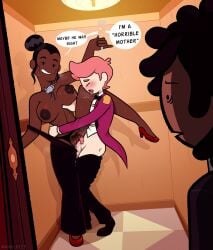 2025 adventure_time adventure_time:_fionna_&_cake areolae balls breast_sucking breasts breasts_out breath cartoon_network clenched_teeth closed_eyes clothing cum cum_in_pussy cum_inside dark-skinned_female dark-skinned_male dark_skin dress elevator female female_penetrated fionna_and_cake gary_prince hana_abadeer human indoors interracial looking_at_another male male/female marshall_lee mawile123 mother nipples observing pubic_hair public public_sex saliva sex shocked speech_bubble sweat testicles text watching wine wine_glass