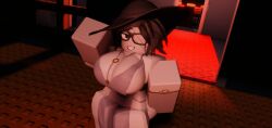 1girls 3d ass big_ass big_breasts black_hair breasts clothing commission female hat lestialrr34 roblox roblox_avatar robloxian tagme thighs white_skin