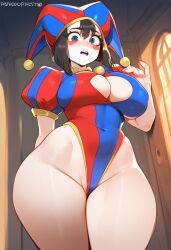 1girls 2d ai_generated big_breasts breasts clown clown_girl female highleg highleg_leotard jester jester_hat jester_outfit leotard pomni_(the_amazing_digital_circus) solo solo_female solo_focus standing tagme the_amazing_digital_circus thick_thighs