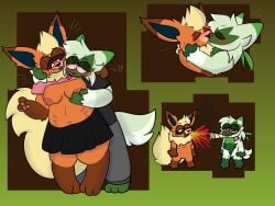 absurd_res anthro belly_nipples big_tail blunt blush bottomwear breast_grab breasts canid canine clothed clothed_sex clothing drugs duo eeveelution felid feline female fire flareon floragato fox generation_1_pokemon generation_9_pokemon hand_on_breast head_grab hi_res intimate kissing male male/female mammal marijuana multi_nipple nintendo nipples partially_clothed pink_clothing pink_shirt pink_topwear pokemon pokemon_(species) sex shirt skirt slightly_chubby slightly_chubby_female small_tail tail tapiocadraws tongue tongue_out topwear