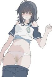 1girls balala_the_fairies balala_the_fairies_miracle_dance blue_eyes blue_hair female ling_mei_qi open_mouth panties pants pants_down pantsu precure pretty_cure underwear white_clothes y9ru