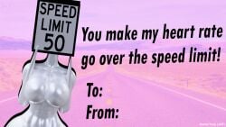3d 3d_(artwork) breasts masteryorg0 metallic_body object_head sign sign_head thick_thighs valentine's_day valentine's_day_card valentines_day valentines_day_card