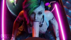 3d animated blender blowjob cyberpunk_2077 judy_alvarez lesbian_conversion lesbian_with_male niisath prostitution sound sucking tagme video