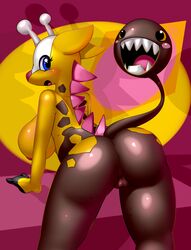 2014 :d :o anthro anthrofied ass big_ass big_breasts blush breasts elpatrixf eyelashes female furry girafarig looking_away looking_back nintendo nipples nude open_mouth pokemon presenting presenting_hindquarters pussy sideboob solo standing tagme tongue