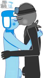 2boys blush closed_eyes construction_helmet controitive_(solid_as_metal) elementibox french_kiss grabbing grabbing_from_behind helmet hug hugging i_dont_know_what_to_tag incredibox incredibox_cool_as_ice incredibox_mod incredibox_solid_as_metal kissing male male_only miner nude penis penis_touching reference_image scarf stickman text traced ushanda_(cool_as_ice) white_background