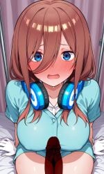 1girls ai_generated big_breasts big_penis breasts female gloves go-toubun_no_hanayome jen29 nakano_miku nurse nurse_cap nurse_uniform penis sexy sexy_pose