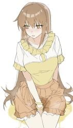 1girls balala_the_fairies balala_the_fairies_finding_melody breasts brown_hair female hand_on_penis long_hair open_mouth peeing penis precure pretty_cure shorts xiao_lan y9ru yellow_eyes yellow_hair