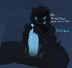 1boy balls bliss_(blissfully_blue) furry male male_focus male_only pawjobfreak penis protogen roblox robloxian tagme