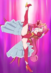 1girls breasts female heels jouwan kicking leg_up light-skinned_female light_skin magical_girl pink_eyes pink_hair princess princess-session_orchestra princess_zeal princession_orchestra shirube_kagari solo