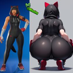 ágata_(fortnite) agata_(fortnite) ai_generated ass_focus big_ass cameltoe cat_ears catgirl curvy fortnite fortnite:_battle_royale gloves huge_ass jumpsuit mixxiru neko parody plump sneakers