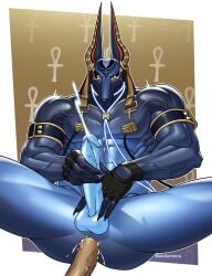 2025 abs anal anal_sex anthro anthro_penetrated anubian_jackal big_penis black_sclera bodily_fluids canid canine canis clothing colored cum cum_in_ass cum_inside cum_while_penetrated dislyte drew_(dislyte) enduriance erection genital_fluids genitals gloves gloves_only glowing glowing_genitalia glowing_penis handwear handwear_only hi_res humanoid_genitalia humanoid_hands humanoid_penis jackal lilith_games male male/male male_penetrated mammal mostly_nude muscular muscular_anthro muscular_male muscular_thighs nude penetration penile penile_penetration penis penis_in_ass signature solo_focus spread_legs spreading vein veiny_penis yellow_eyes