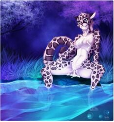 after_sex anthro bardju blue_eyes breasts cum cum_on_breasts cum_on_face cum_on_pussy feline female fur furry leaking leopard mammal nude sitting snow_leopard solo spread_legs spreading