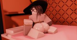 1girls 3d ass big_ass black_hair clothing commission female hat lestialrr34 roblox roblox_avatar robloxian tagme thighs white_skin