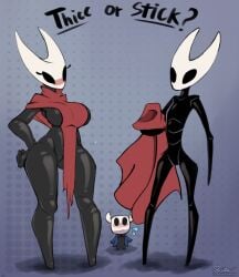 anthro azura_inalis biped blush breasts clothing duo eyelashes female fingers genitals hi_res hollow_eyes hollow_knight hornet_(hollow_knight) pussy question_mark shadow simple_background slim standing team_cherry text vessel_(species) white_body