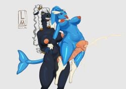 absurd_res animal_genitalia animal_penis anthro balls belly big_breasts black_body black_fur black_nose blue_body blush bodily_fluids breasts couple_sex deity duo eeveelution energy_hair equid equine equine_genitalia equine_penis erection female female/female fur futanari generation_1_pokemon generation_4_pokemon genitals hair herm hi_res horse hybrid intersex intersex/female jewelry lewos lopunny makeup mammal masturbation nintendo nipples nude oripona penis pokemon pokemon_(species) pussy sex tightsbig_breasts vaginal_penetration vaporeon white_hair yellow_eyes