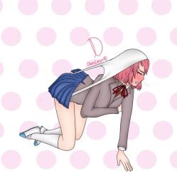 atomic_wedgie danileon10 doki_doki_literature_club female female_focus female_only human human_female human_only light-skinned_female light_skin natsuki_(doki_doki_literature_club) pain solo solo_female tagme wedgie