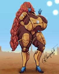 alien_girl blue_skin gigantic_breasts slaaneshit tau warhammer_40k