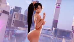 1girls 3d 3d_(artwork) 3d_model 3d_render asian asian_female ass ass_focus big_breasts black_hair breasts brown_eyes dead_or_alive hairband highres long_hair looking_at_viewer momiji_(ninja_gaiden) naked ninja_gaiden ponytail posing posing_for_the_viewer round_ass runevv window