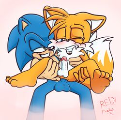 anal ass blue_fur blush canine fox fur furry hedgehog male male_only mammal multiple_males penis riding sega sex sonic_(series) sonic_team sonic_the_hedgehog sonic_the_hedgehog_(series) sonic_the_hedgehog_2 tails yaoi