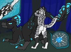 anthro anthro_on_feral anthro_penetrating anthro_penetrating_feral ass black_body blue_eyes blush bodily_fluids brown_eyes claws crotch_breasts cum cum_inside digital_media_(artwork) dinosaur dromaeosaurid duo feathered_dinosaur feathered_scalie feathers felid female female_penetrated feral feral_impregnation feral_penetrated forest forest_background forest_sex fur genital_fluids genitals grey_body grin hi_res holding_tail impregnation interspecies interspecies_impregnation larger_female looking_back lumina_(therealmessyroomguy1) male male/female male_penetrating mammal monty_greymane nature nature_background outside outside_sex pantherine penetration plant prehistoric_species pussy reptile scalie sex sickle_claw size_difference small_dom_big_sub smaller_male smile snow_leopard spots standing standing_sex tail therealmessyroomguy1 theropod toe_claws tree zoophilia