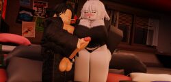 1boy 1girls 3d ass balls big_ass big_breasts black_clothing breasts clothing female lestialrr34 male no_pants panties penis penis_out roblox roblox_avatar robloxian tagme thick_thighs thighs yunariee