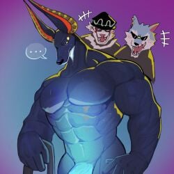 2025 abs anthro anubian_jackal biceps canid canine canis colored dislyte drew_(dislyte) eyewear felid freddy_(dislyte) genitals hi_res jackal jin_qiu_(dislyte) lilith_games male mammal muscular muscular_anthro muscular_male n-art nude pantherine pecs penis penis_base sunglasses tiger wolf