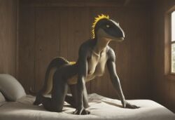 ai_generated anthro anthropomorphic beautiful bedroom big_breasts breasts breeding_request dinosaur dinosaur_girl female furry furry_only in_heat inviting_to_sex looking_at_viewer monster_girl raptor scales scalie scalie_female scalie_only seductive seductive_look seductive_smile sexy sexy_body sexy_pose tits_out velociraptor wet_pussy