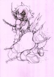 1girls all_fours anal anal_sex angry_face chains clothed_sex doggy_style female horse_penis horsecock kemonomimi knifejoker2205 looking_back original original_character slave tagme taken_from_behind