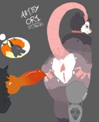 american_opossum amputee andromorph andromorph/andromorph animal_genitalia animal_penis anthro ass balls bodily_fluids canid canine canine_genitalia canine_penis digital_media_(artwork) disability duo erection fur generation_5_pokemon genitals hair hi_res intersex intersex/intersex intersex/male knot knotted_penis looking_at_viewer male mammal marsupial nintendo nude ori_(artist) penis pokemon pokemon_(species) pussy robotic_leg simple_background speech_bubble virginia_opossum zoroark