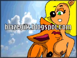 animated breasts crash_(series) crash_bandicoot crystal female fondling furry male nipples tawna_bandicoot trey_blaze undressing video_games