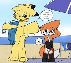 age_difference anthro anthro_only cub erection lightningb0lt01 male male_cub male_only nude penis pikachu pokemon pokemon_(species) sheath young younger_male