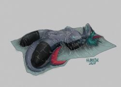 abuse asphyxiation bag bead bound breasts clothing corpse dead_eyes female fish genitals hi_res legwear lil_beetle marine plastic plastic_bag pussy shark snuff solo stockings