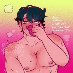 alien_stage b133d1ng_h34rt blush ivan_(alien_stage) jacking_off male male_chest male_only masturbation mizi_(alien_stage) mizivan_(alien_stage) panty_sniffing short_hair sweat
