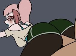 anal animated ass big_butt blush brown_eyes canine clothed_sex clothing dofus female freckles from_behind lipstick long_hair looking_back lou_(dofus) male mammal open_mouth ouginak penetration penis ponytail sandyrex sex shirt spread_legs tied_hair