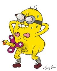1boy balls bite biting_lip biting_own_lip despicable_me duck erection eyes_bugging_out fidget_spinner genitals hairy_balls hairy_legs hands_behind_head hard_nipples illumination_entertainment lip_bite male male_only minion minions_(film) nipples non-web_source off-topic penis penis_with_face sweat tagme teeth ts_pmo vein veiny_penis what what_the_fuck_is_this why wtf yellow_balls yellow_body yellow_penis