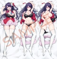 :d :o armpits ass black_bra black_panties blank_censor blush bra breasts censored closed_mouth clothes_down clothing_aside collarbone dakimakura_(medium) feet female from_above groin hair_ornament hoshino_ai idol large_breasts licking_lips long_hair looking_at_viewer lying navel nipples on_back one_side_up open_mouth oshi_no_ko panties panties_around_one_leg pink_eyes pink_skirt presenting purple_hair rabbit_hair_ornament rank_alee sample_watermark skirt smile solo star_(symbol) star_in_eye symbol_in_eye teeth thighhighs tongue tongue_out underwear undressing unworn_bra unworn_shirt unworn_skirt upper_teeth_only watermark white_thighhighs