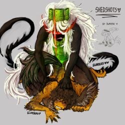 1x1x1x1 1x1x1x1_(forsaken) anal anal_sex devil_tail drool drooling forsaken_(roblox) gay gay_sex hair_pull long_hair roblox roblox_game shedletsky shedletsky_(forsaken) swateru white_hair wings_on_head yaoi
