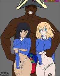2girls alternative_universe andou_(girls_und_panzer) bc_freedom_military_uniform big_ass big_breasts big_penis blonde_hair body_markings booty_shorts breasts brown_eyes cameltoe clothing concept_art female girls_und_panzer groping groping_breasts haitian human impossible_clothes oshida_(girls_und_panzer) penis pose queen_of_spades short_shorts shorts sketch skimpy skimpy_clothes skin_tight tagme thick_ass thick_legs thick_thighs thighhighs tricorne_hat wankofool