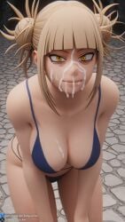 1girls 3d ai ai_generated bending_over bent_over bikini bikini_bottom bikini_top blonde_female blonde_hair blonde_hair blonde_hair_female blue_bikini blue_bikini_bottom blue_bikini_top bluesky_username boku_no_hero_academia breasts cum cum_on_breast cum_on_face female female_focus female_only hairbuns himiko_toga looking_at_viewer my_hero_academia perry_cracker toga_himiko twitter_username watermark yellow_eyes