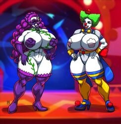 2girls big_ass big_breasts big_thighs breasts bust busty chest clown clown_girl clown_makeup curvaceous curvy curvy_figure digital_media_(artwork) female gabocaricaturas hips hourglass_figure huge_ass huge_breasts huge_thighs large_ass large_breasts large_thighs legs mature mature_female original original_character original_characters pale-skinned_female pale_skin slim_waist thick thick_hips thick_legs thick_thighs thighs voluptuous waist wide_hips wide_thighs